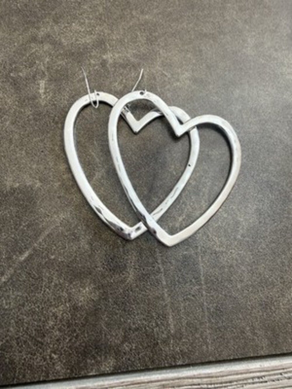 Heart-Shaped Silver-Toned Dangle Earrings